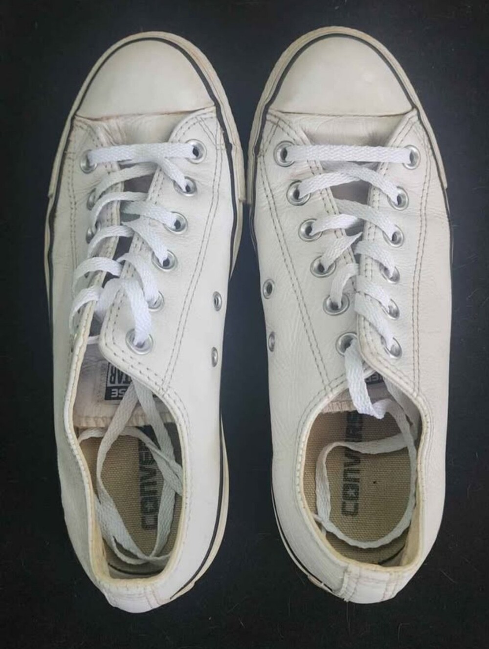 White Low-Top Leather Sneakers